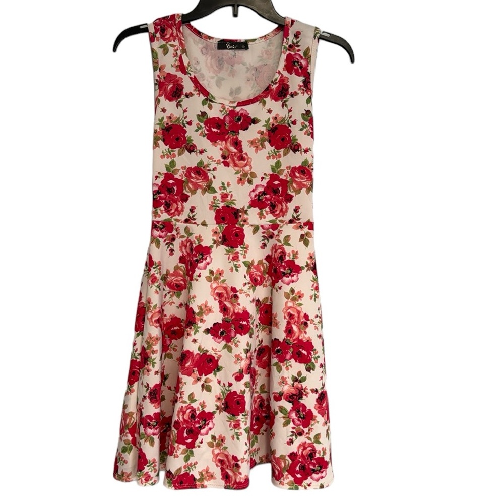 Pinc Juniors Size Small Coral Pink Floral Sleeveless Skater Dress